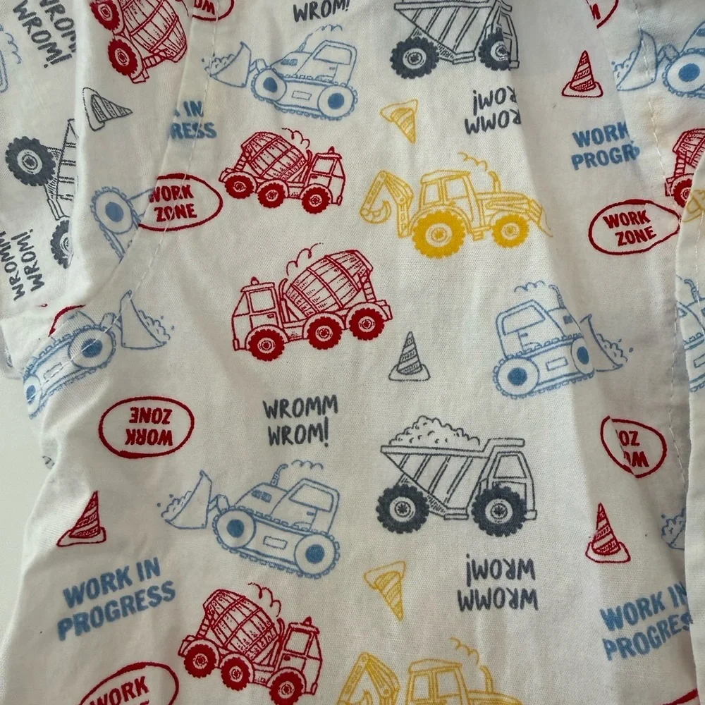 Kids Button-Front Shirt with Construction vehicles